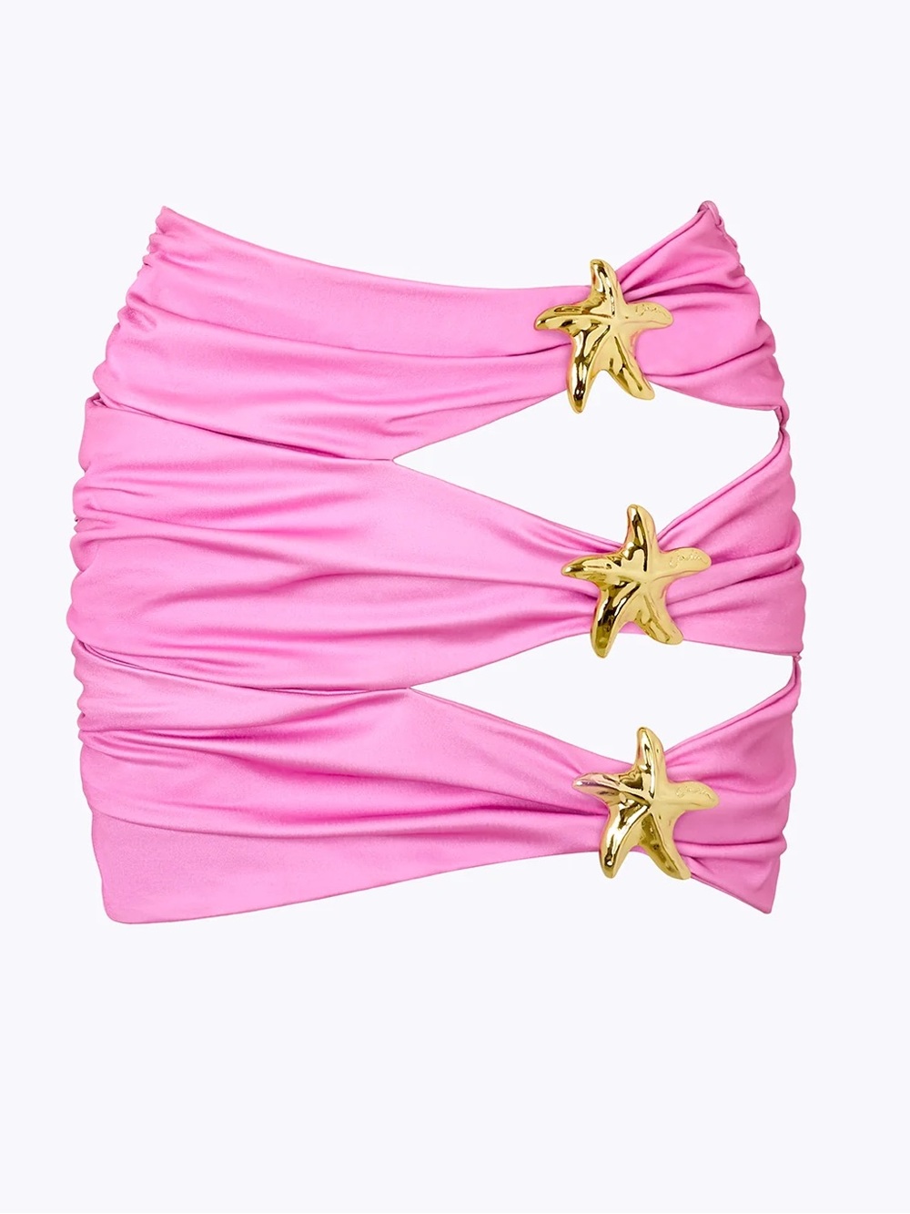 Cin Cin Dahlia Coupe Seastar Pink Cutout Mini Skirt Cover Up with Gold Accent